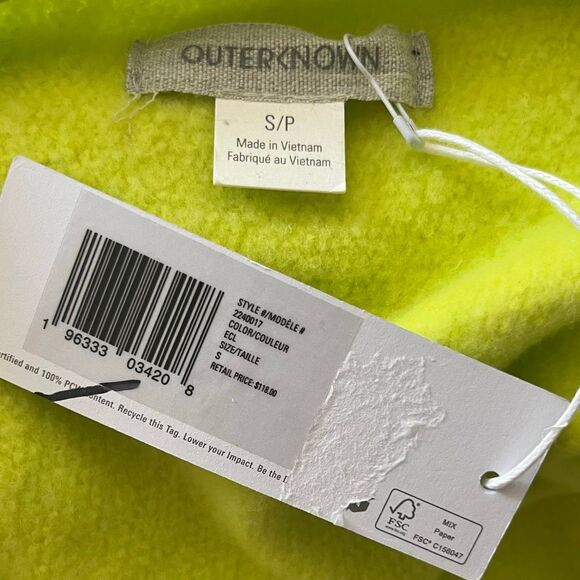 Outerknown Chartreuse Terrycloth Pullover Sweatshirt NWT - Picture 5 of 5